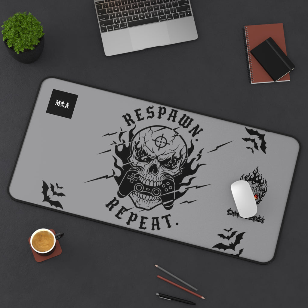 Respawn Repeat Skull Gaming Desk Mat — Gamer Mousepad for PC Setup