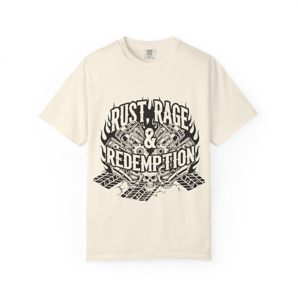 Rust, Rage & Redemption — Black Stencil | MAA Gasoline & Ghosts Unisex Tee