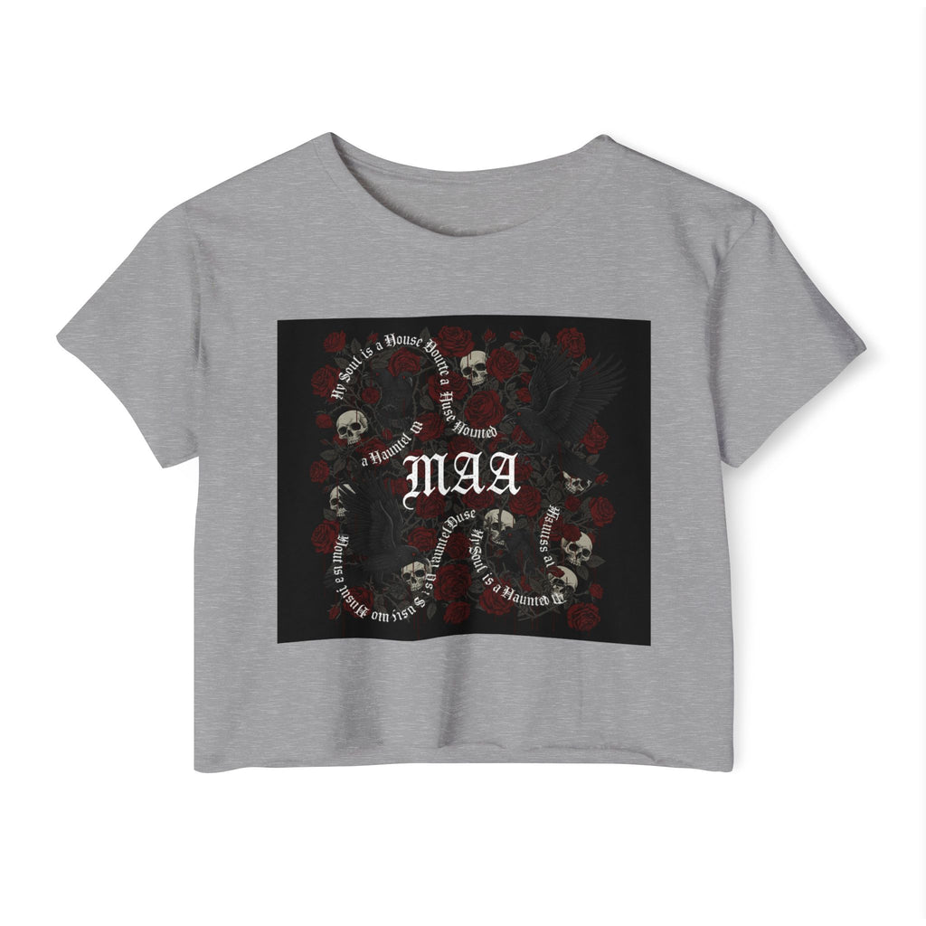 Women's Festival Crop Top — MAA Gothic Skull & Rose Crop Top (May's Alternative Attire)