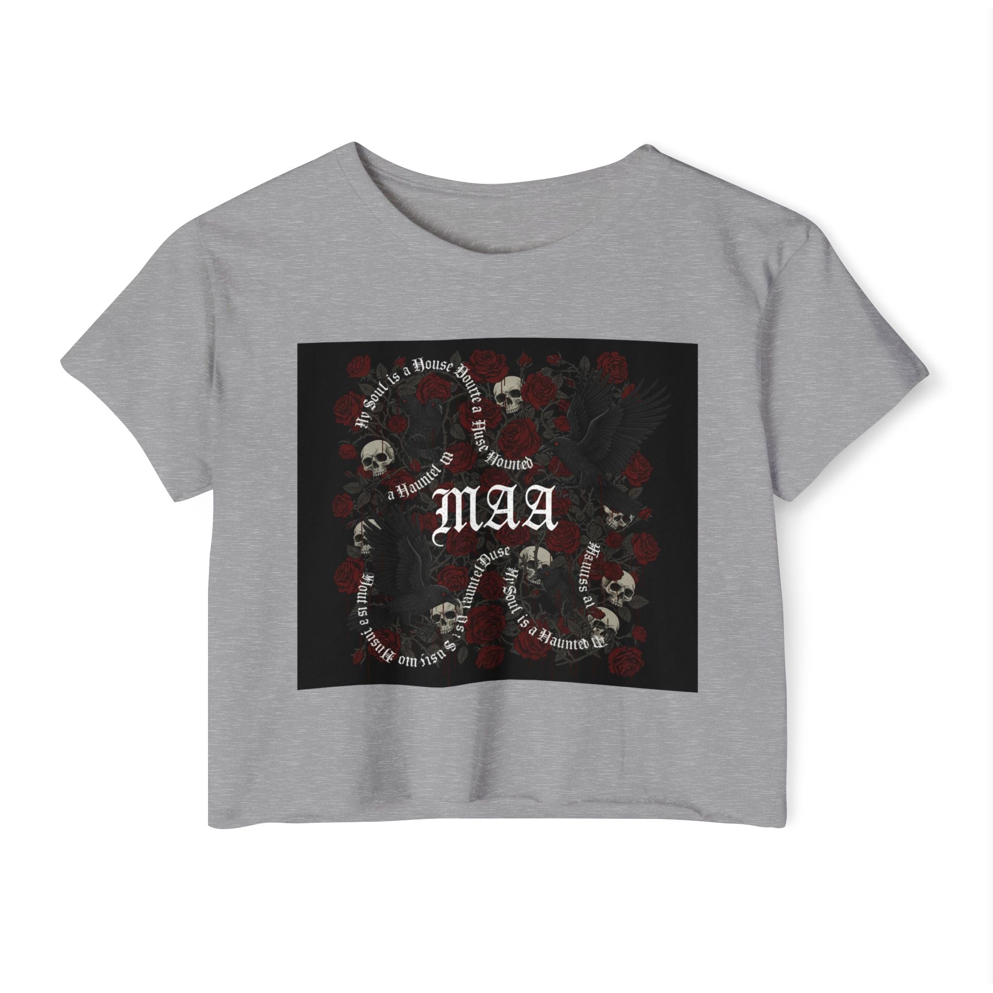 Women's Festival Crop Top — MAA Gothic Skull & Rose Crop Top (May's Alternative Attire)