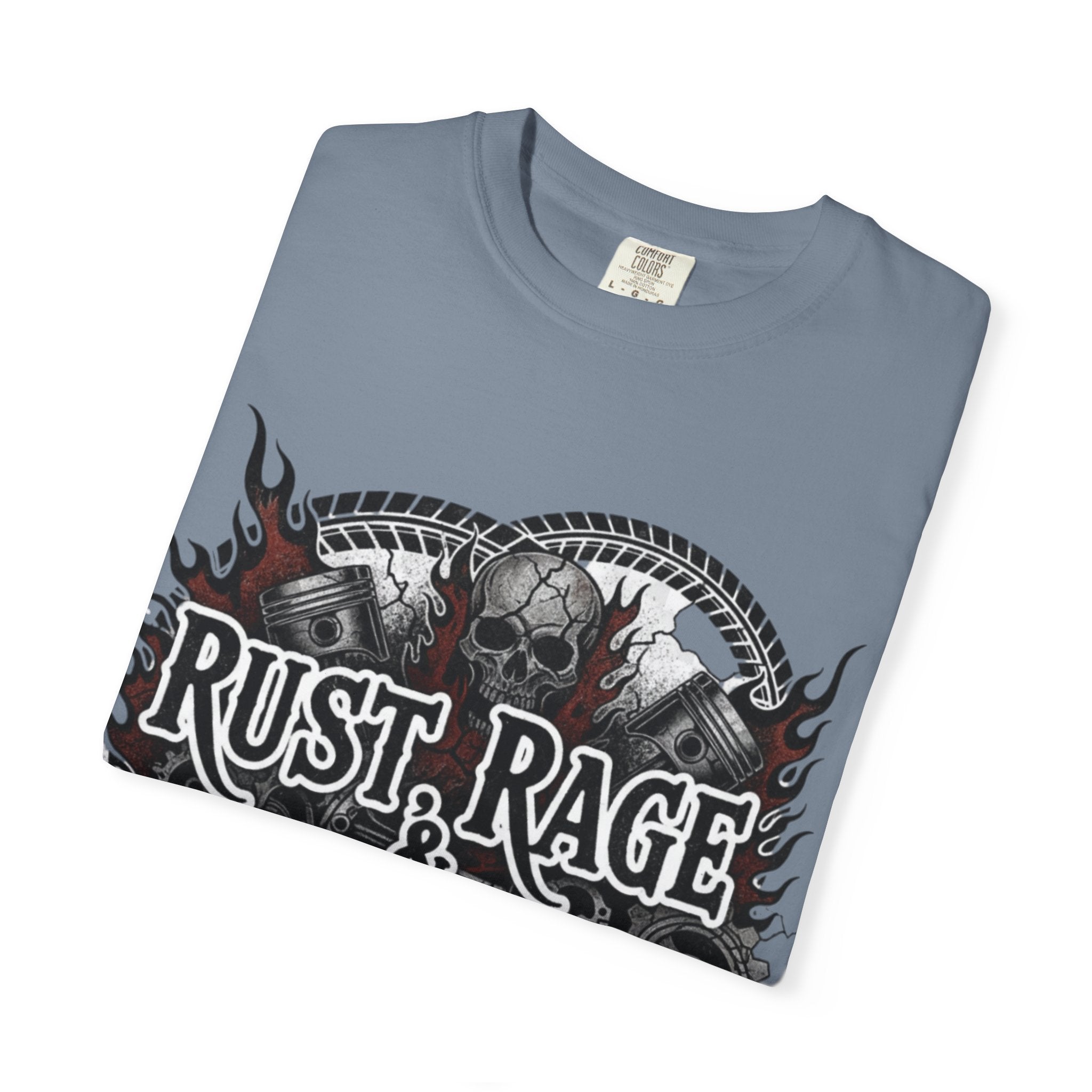 Rust, Rage & Redemption — White Stencil | MAA Gasoline & Ghosts Unisex Tee
