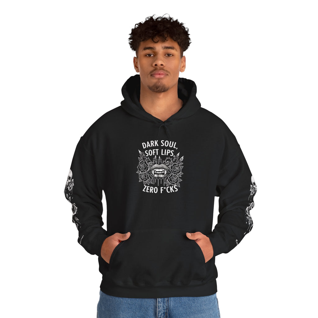 Dark Soul Skull Hoodie — "Dark Soul, Soft Lips, Zero F*cks" Gothic Pullover
