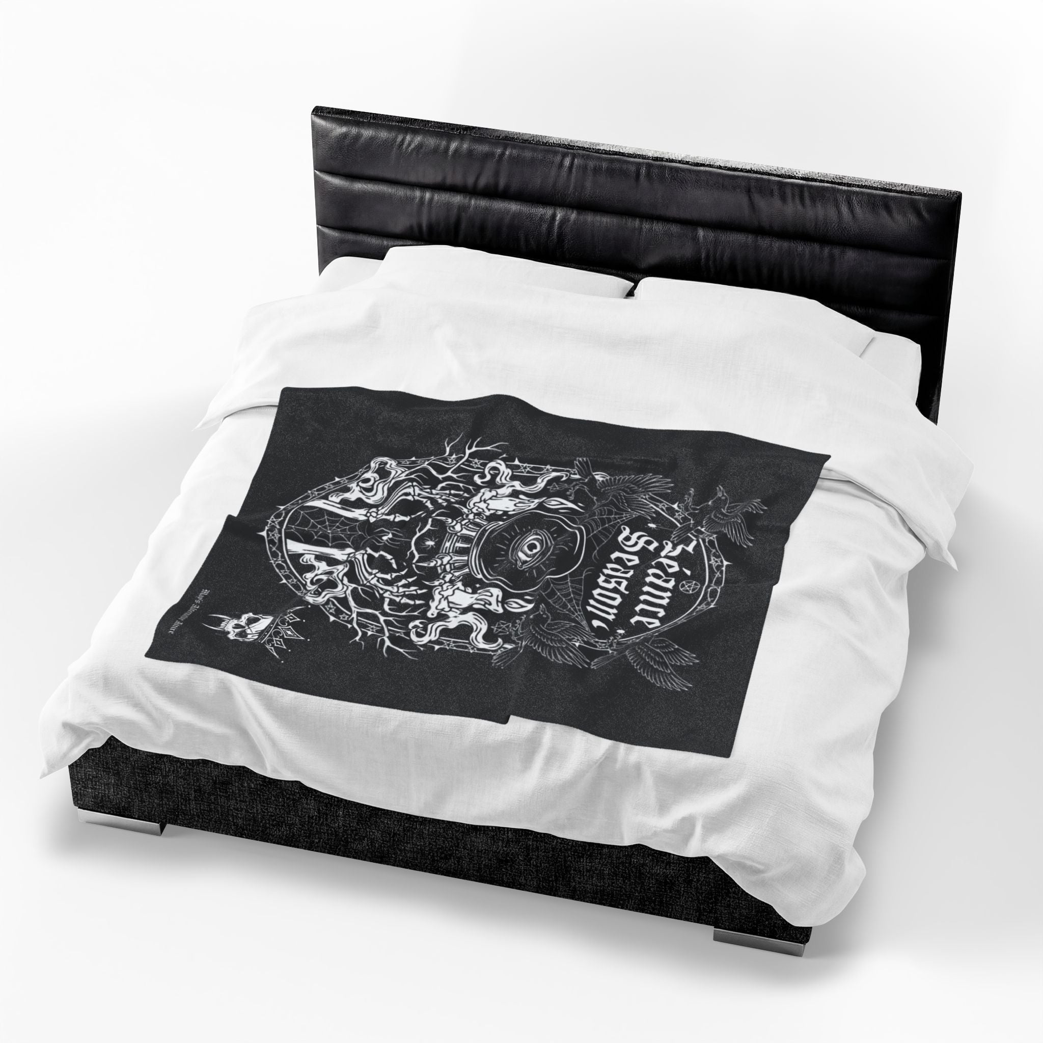 Séance Season Velveteen Plush Blanket — Gothic Occult Eye & Candle Throw