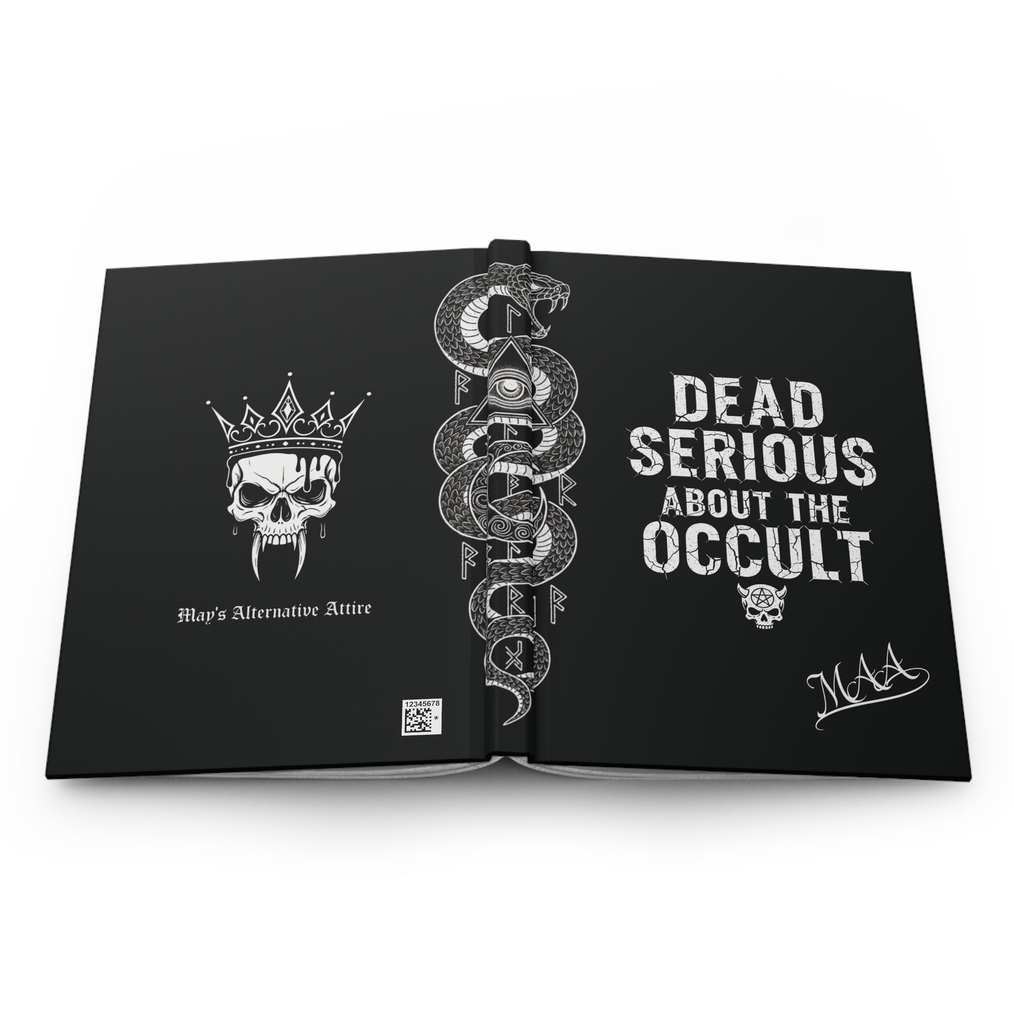 Dead Serious About the Occult Hardcover Journal — Gothic Skull & Snake Matte Notebook
