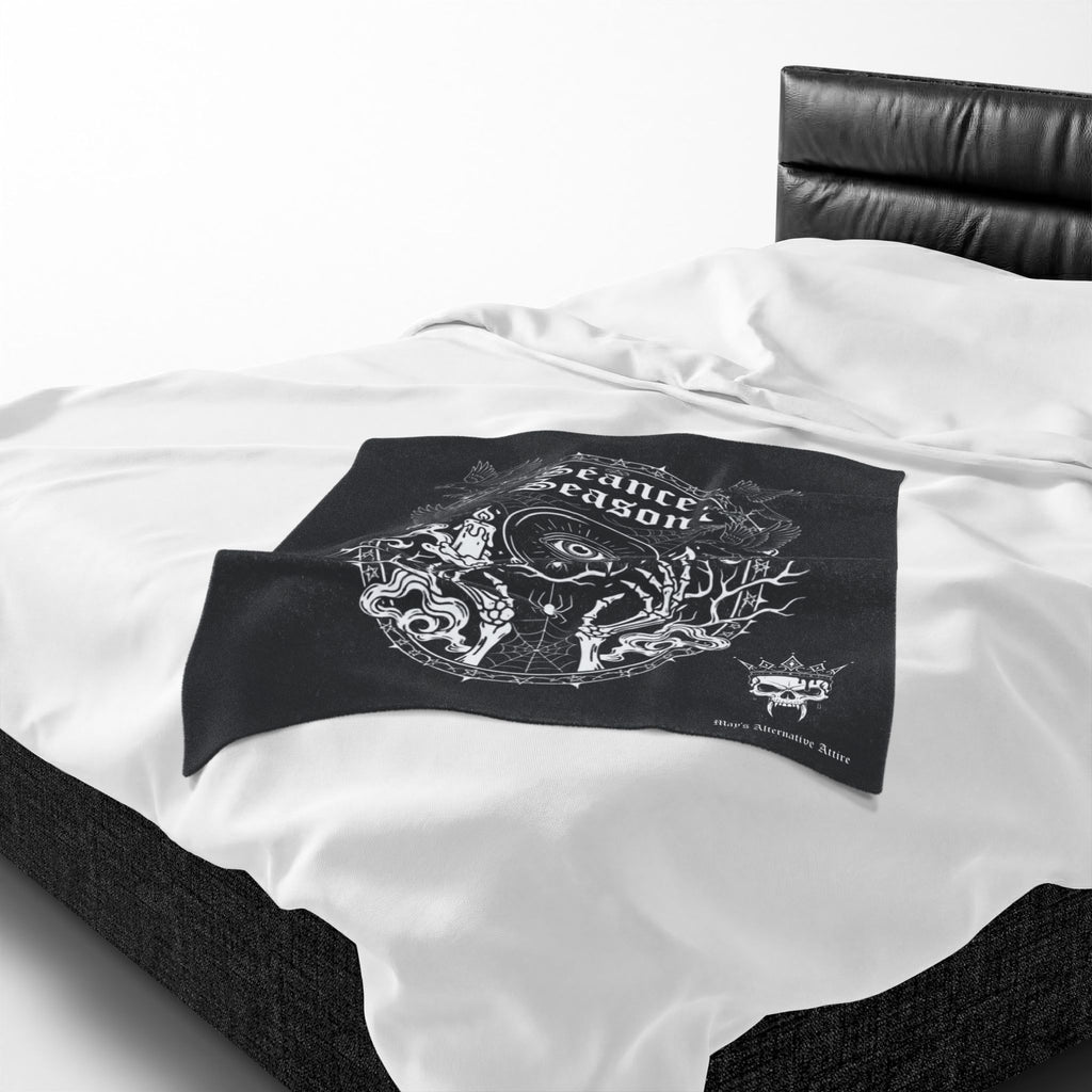 Séance Season Velveteen Plush Blanket — Gothic Occult Eye & Candle Throw