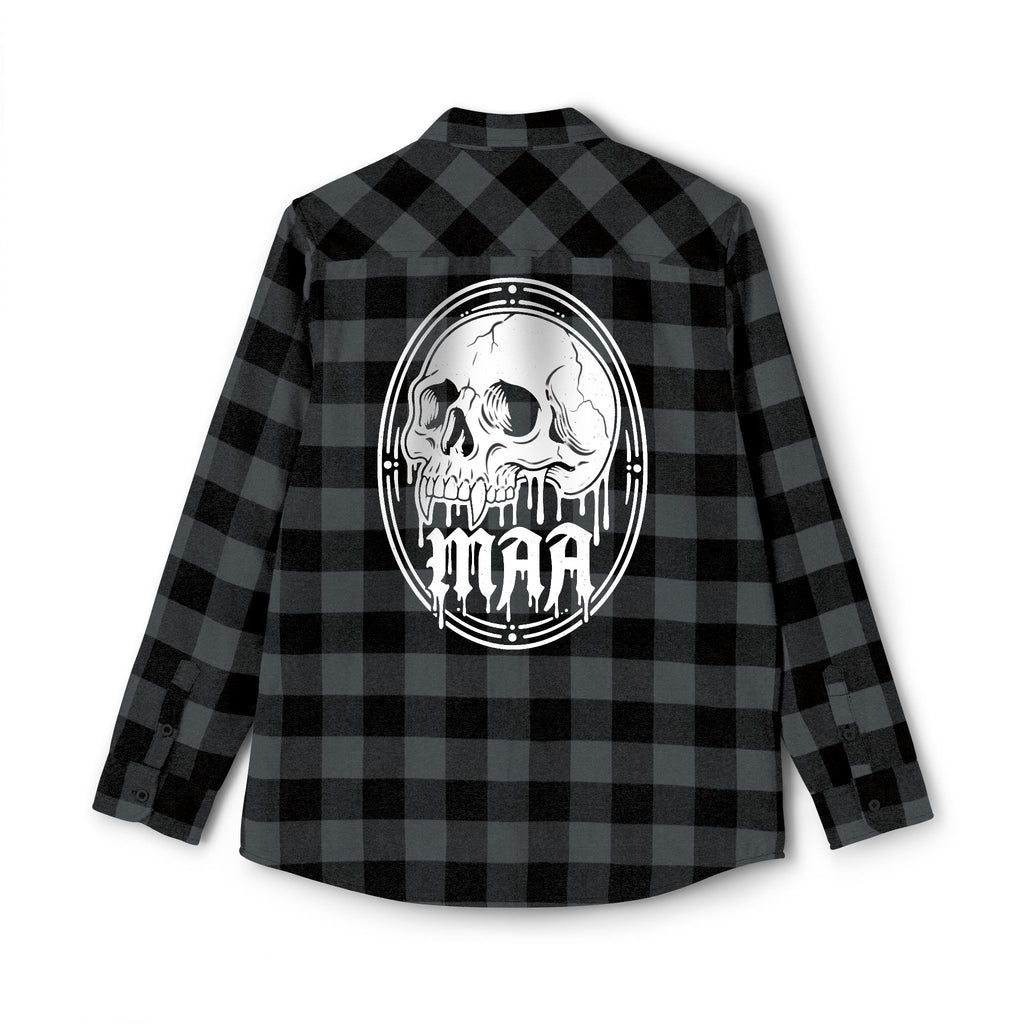 Skull Melt Flannel Shirt — Black Plaid Gothic Lumberjack Shirt