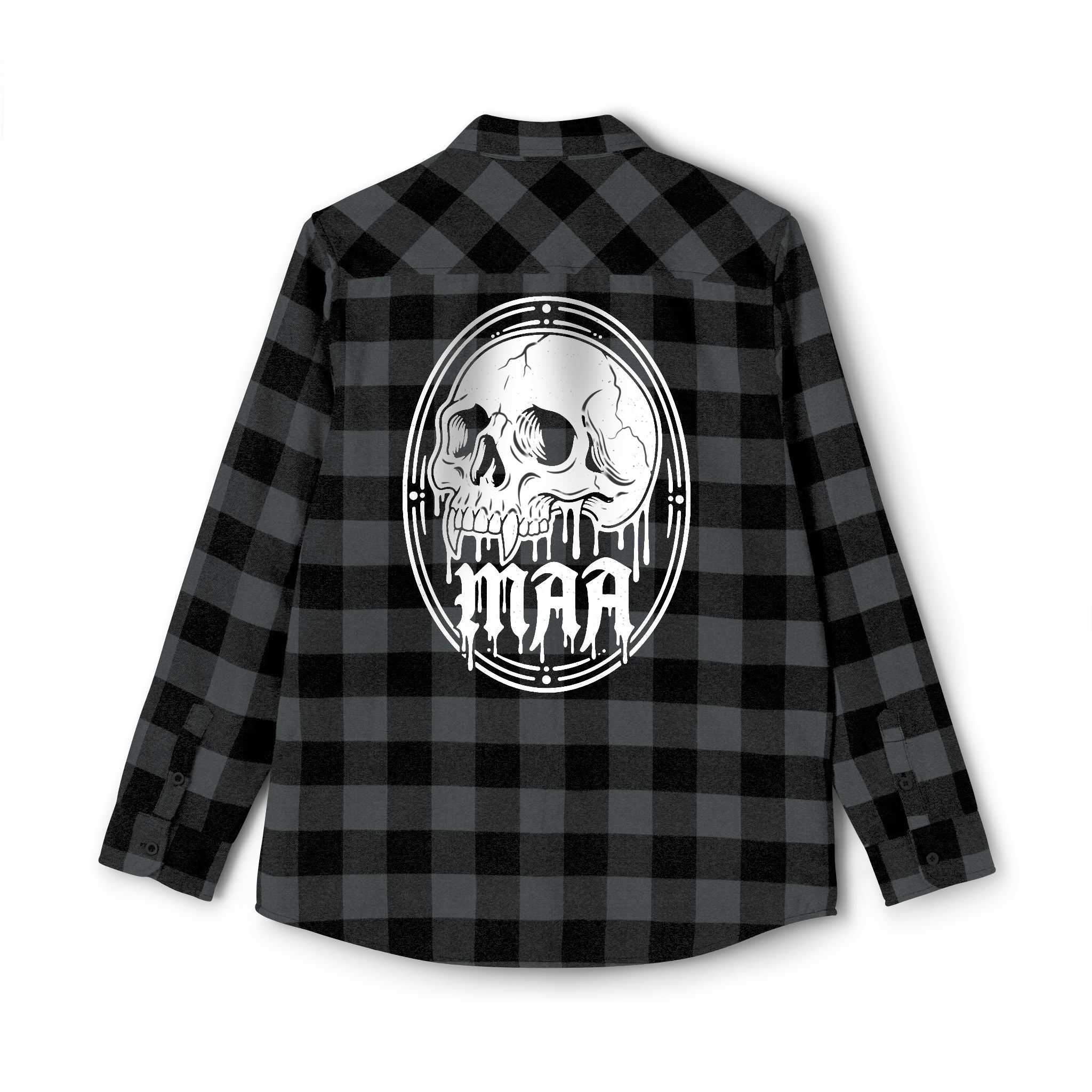Skull Melt Flannel Shirt — Black Plaid Gothic Lumberjack Shirt