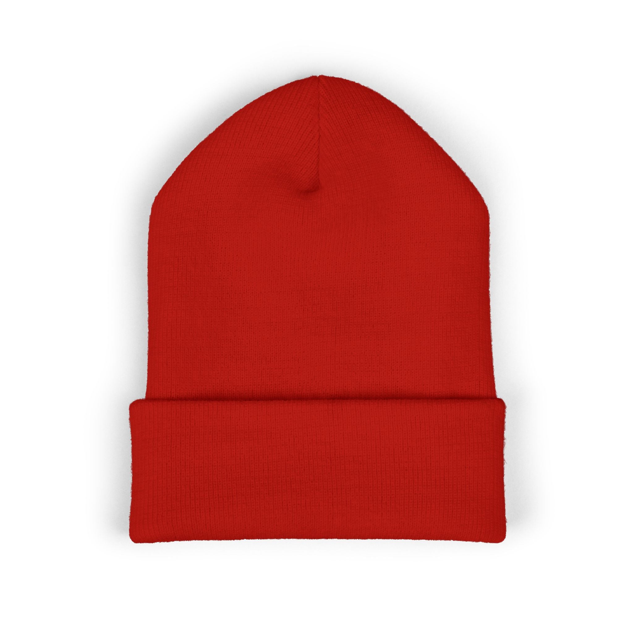 Embroidered Gothic "Maa" Cuffed Beanie — Black Drip Lettering Knit Hat