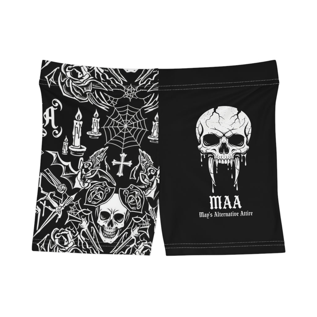 Goth Skull & Candles Women's Shorts — Alternative Punk AOP Athletic Shorts