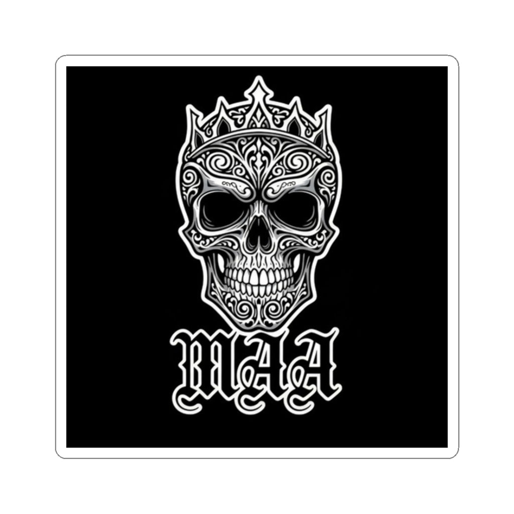 Skull Crown Kiss-Cut Sticker — Gothic "Maa" Design