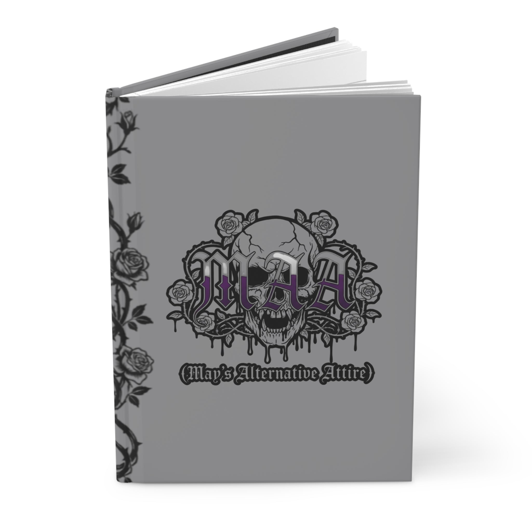 Morally Grey & Proud Hardcover Journal — Gothic Skull & Rose Notebook