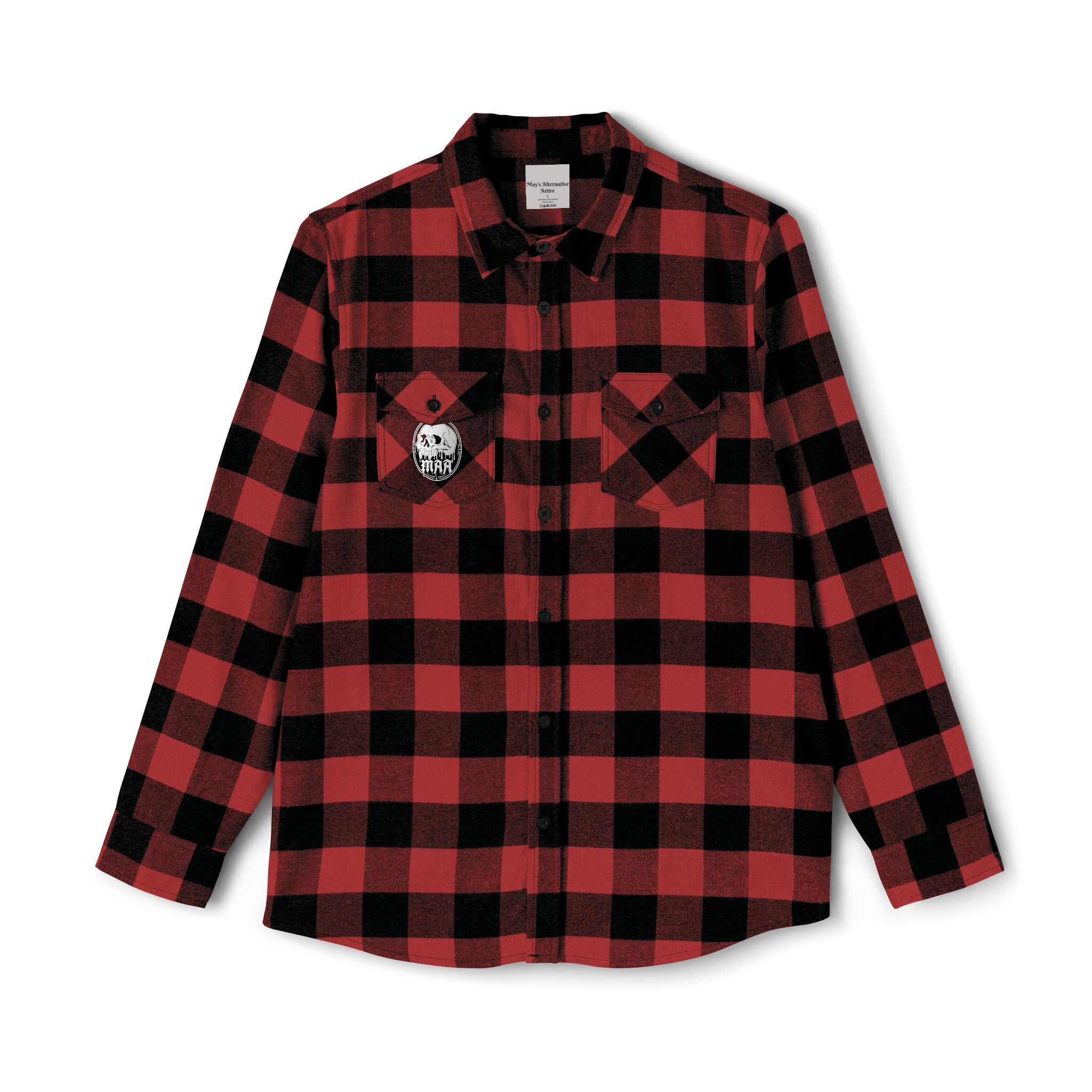 Skull Melt Flannel Shirt — Black Plaid Gothic Lumberjack Shirt