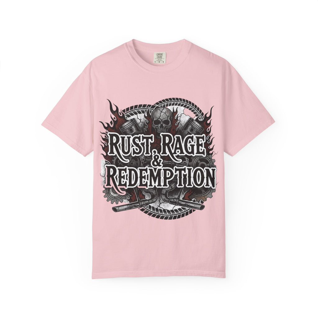 Rust, Rage & Redemption — White Stencil | MAA Gasoline & Ghosts Unisex Tee