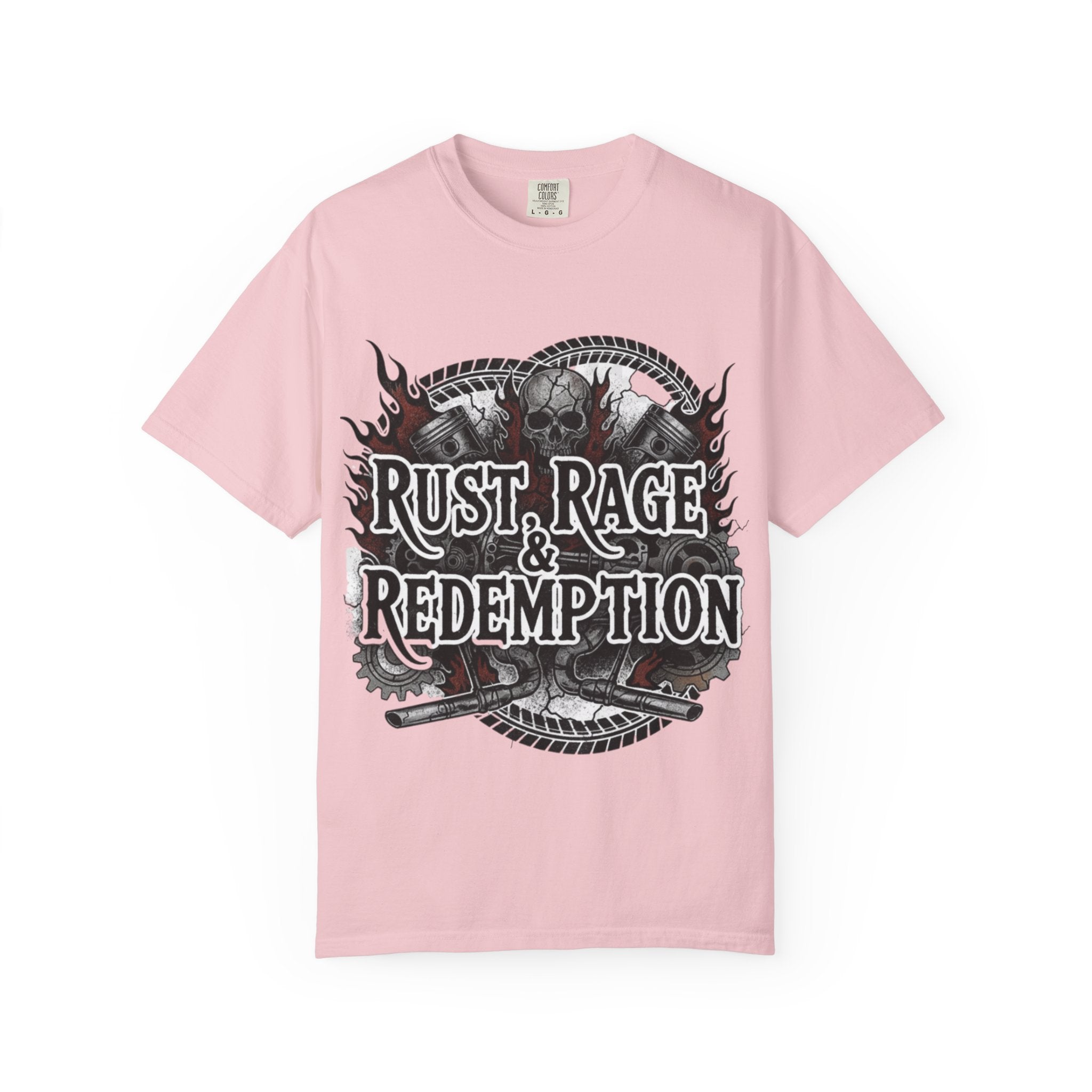 Rust, Rage & Redemption — White Stencil | MAA Gasoline & Ghosts Unisex Tee