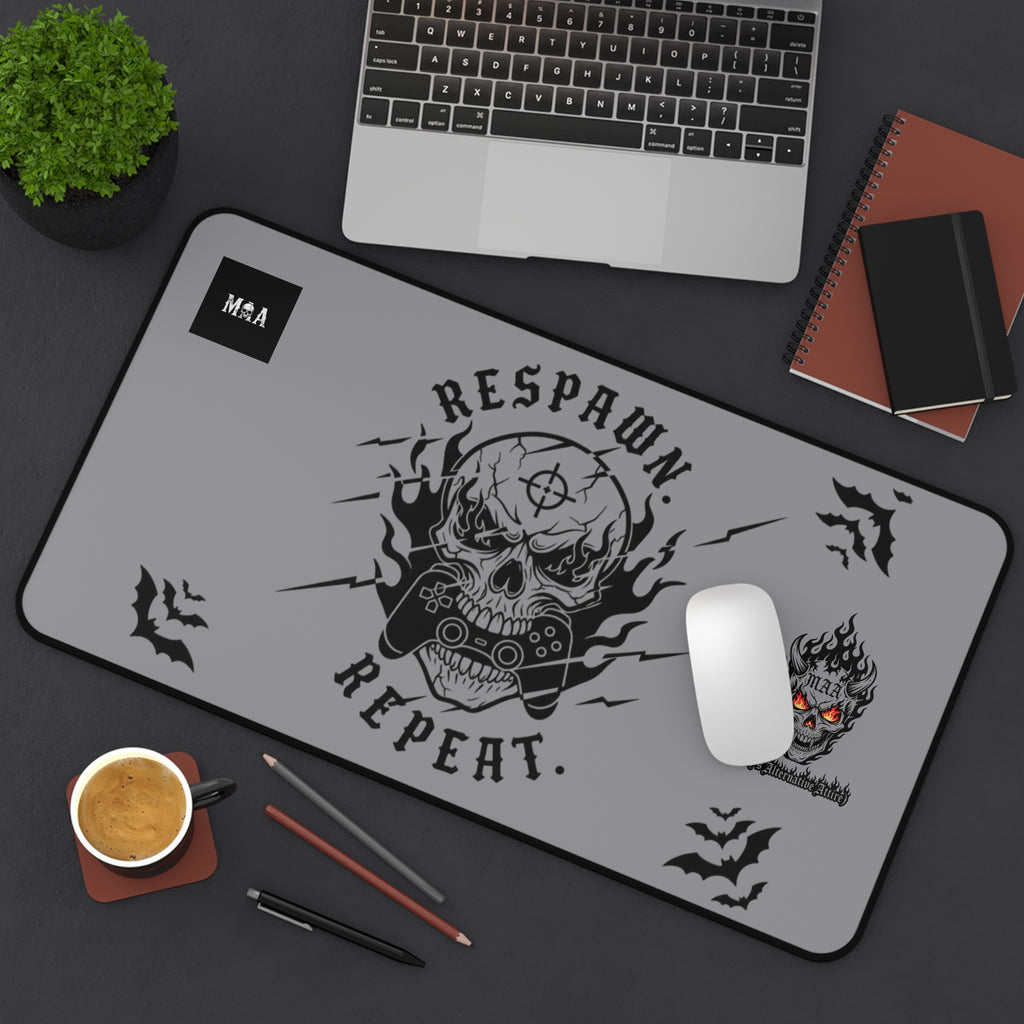 Respawn Repeat Skull Gaming Desk Mat — Gamer Mousepad for PC Setup