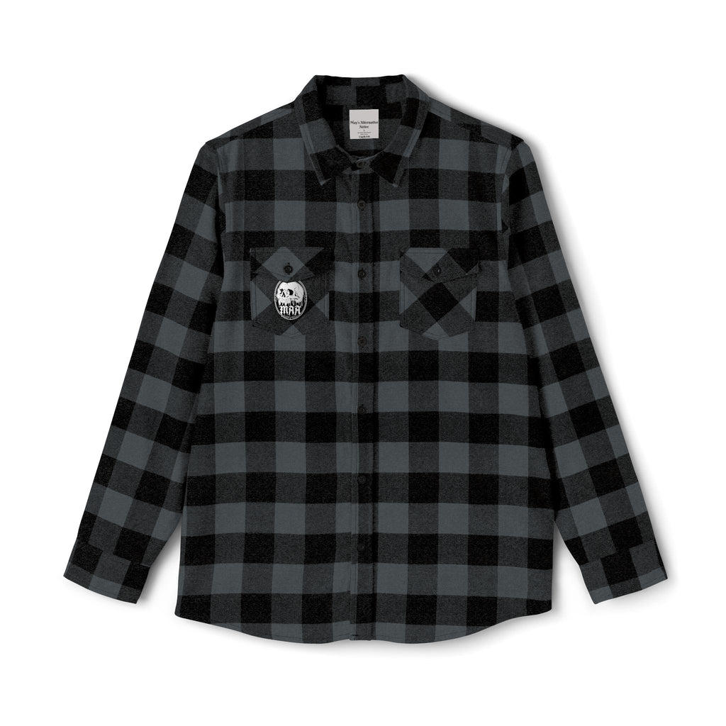 Skull Melt Flannel Shirt — Black Plaid Gothic Lumberjack Shirt
