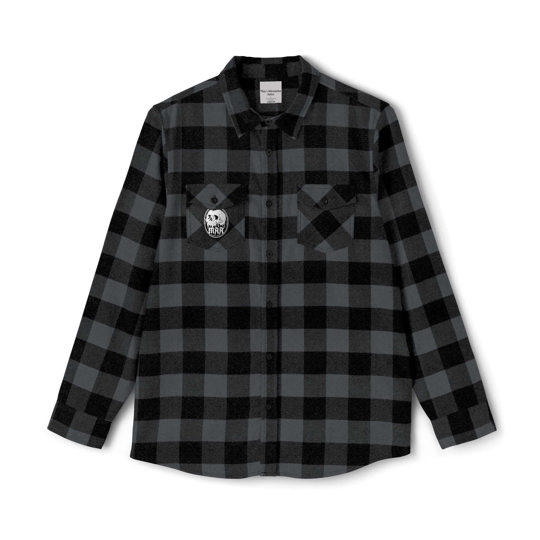 Skull Melt Flannel Shirt — Black Plaid Gothic Lumberjack Shirt