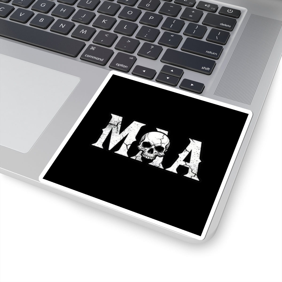 MMA Skull Logo Kiss-Cut Sticker — Distressed Combat Design for Laptops & Gear