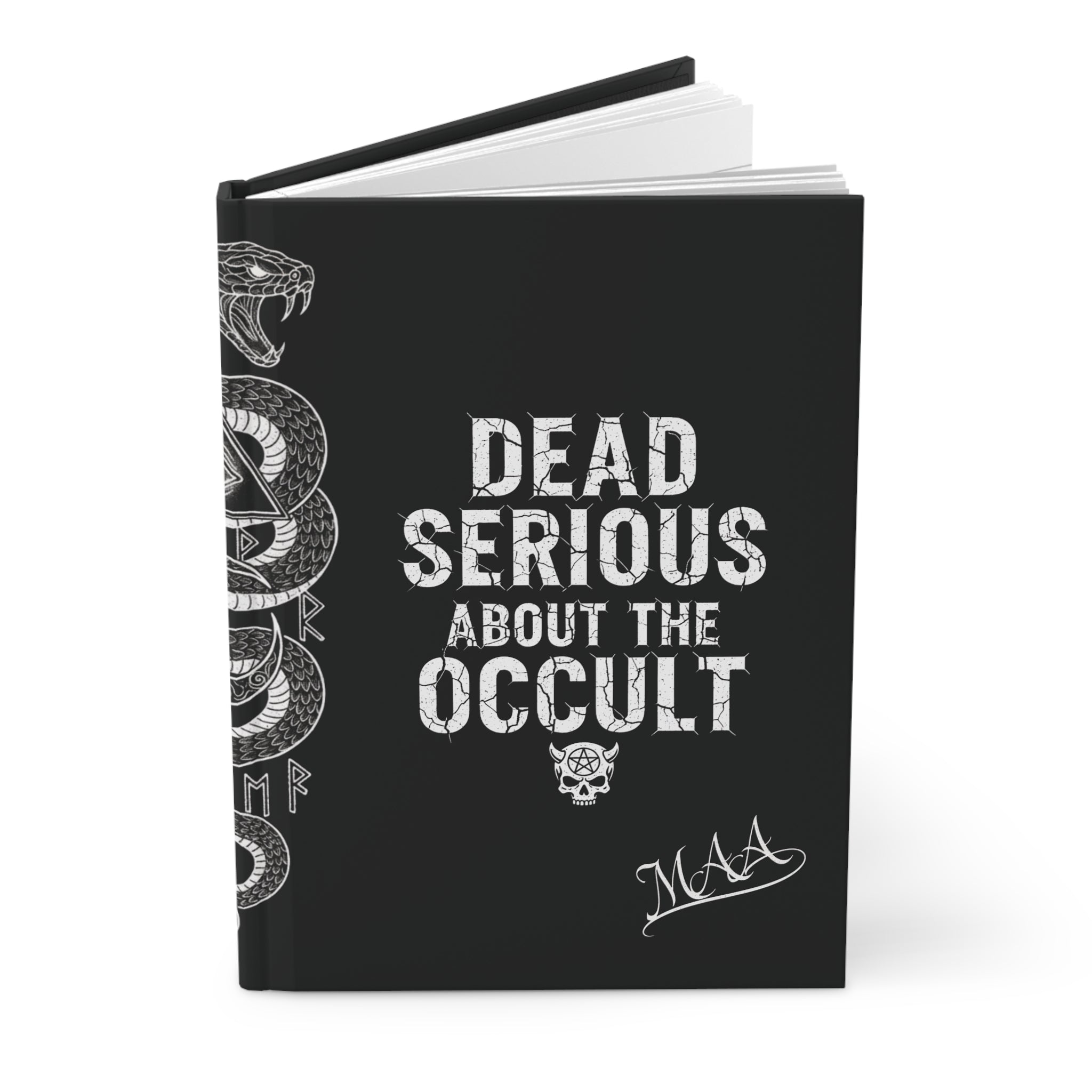 Dead Serious About the Occult Hardcover Journal — Gothic Skull & Snake Matte Notebook