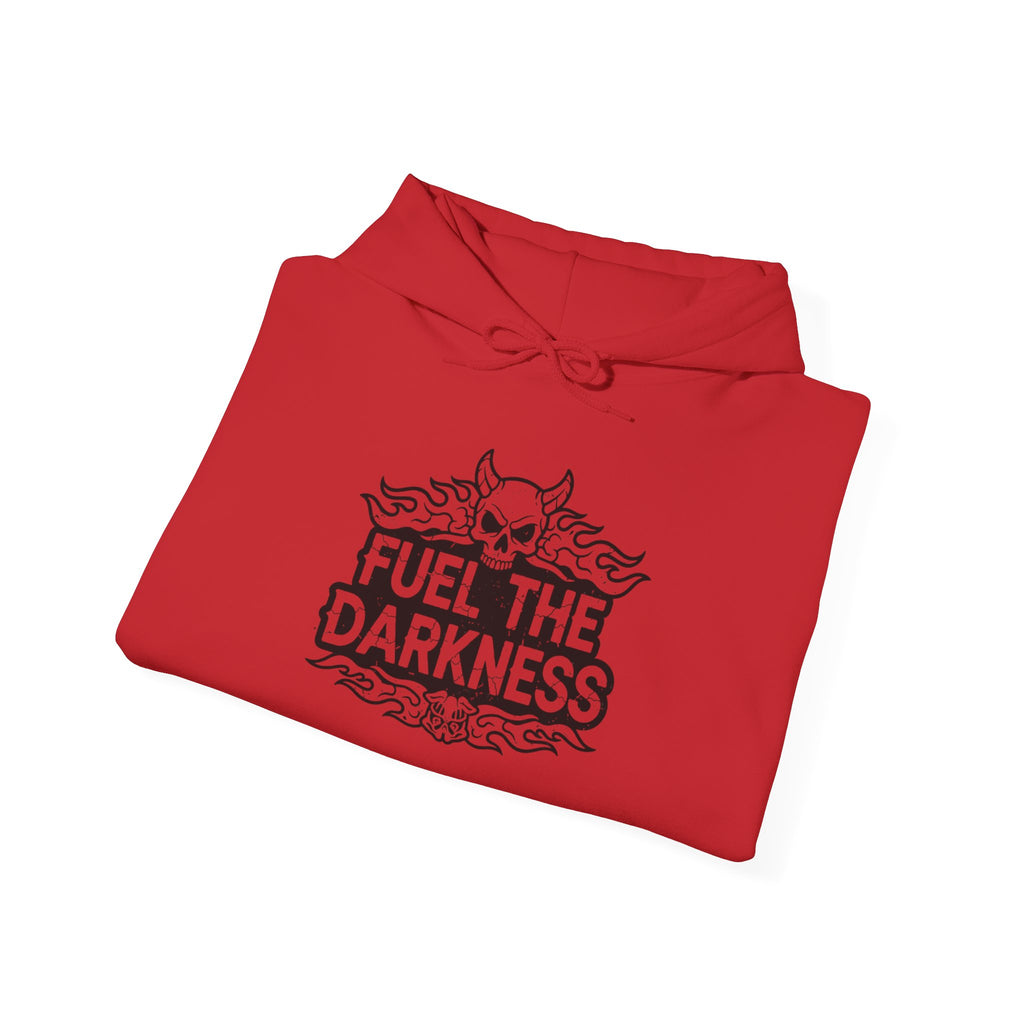 Fuel the Darkness Hoodie — Skull Flame Graphic Pullover
