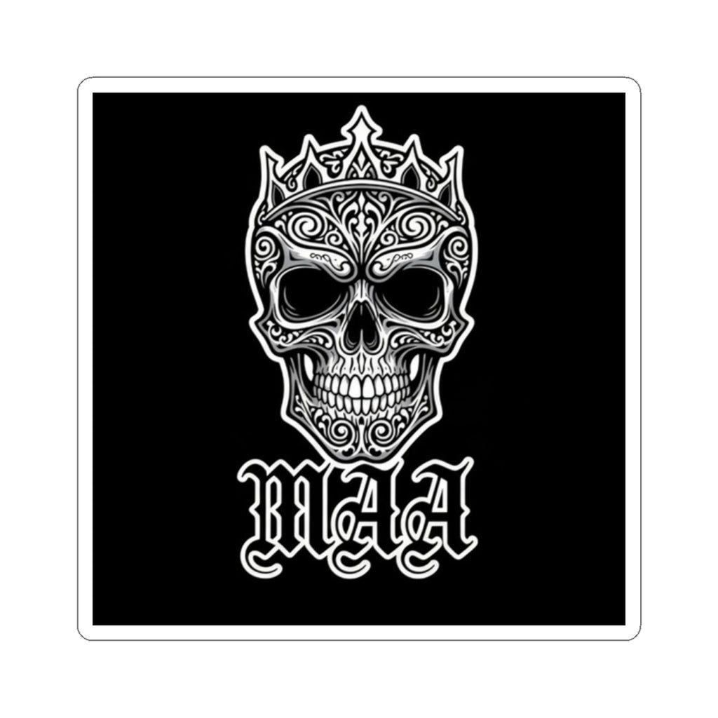 Skull Crown Kiss-Cut Sticker — Gothic "Maa" Design