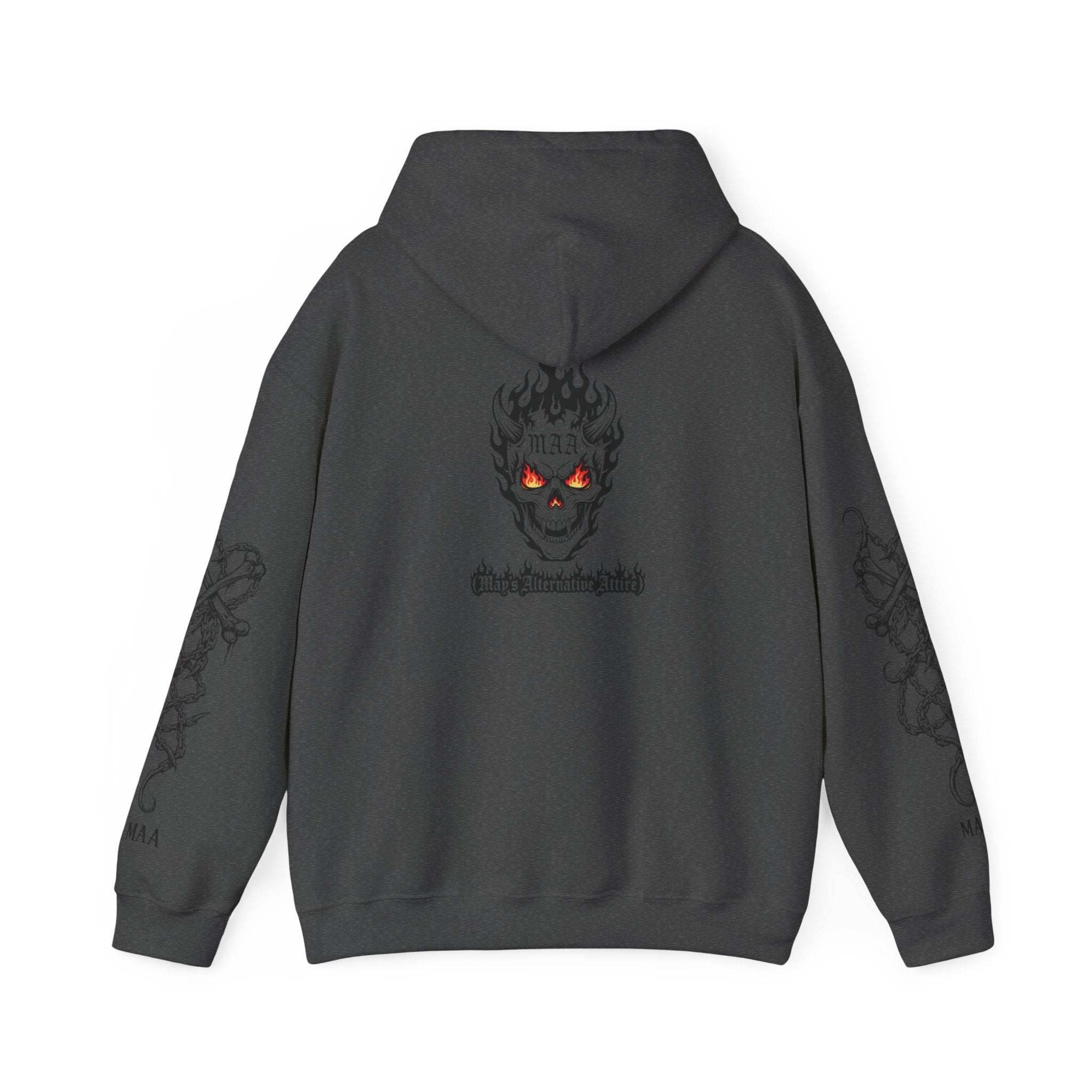 Fuel the Darkness Hoodie — Skull Flame Graphic Pullover