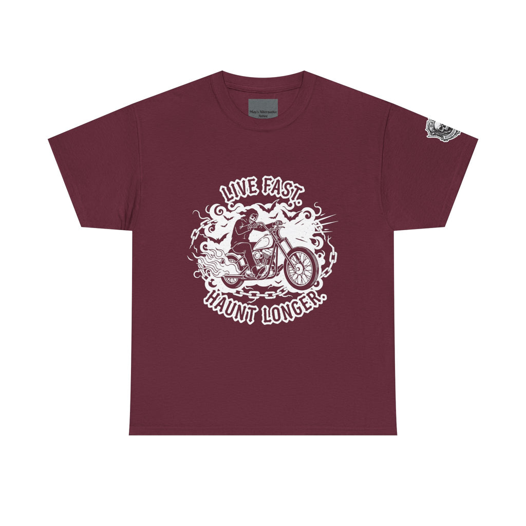 Live Fast. Haunt Longer. | MAA Flaming Moto Unisex Tee