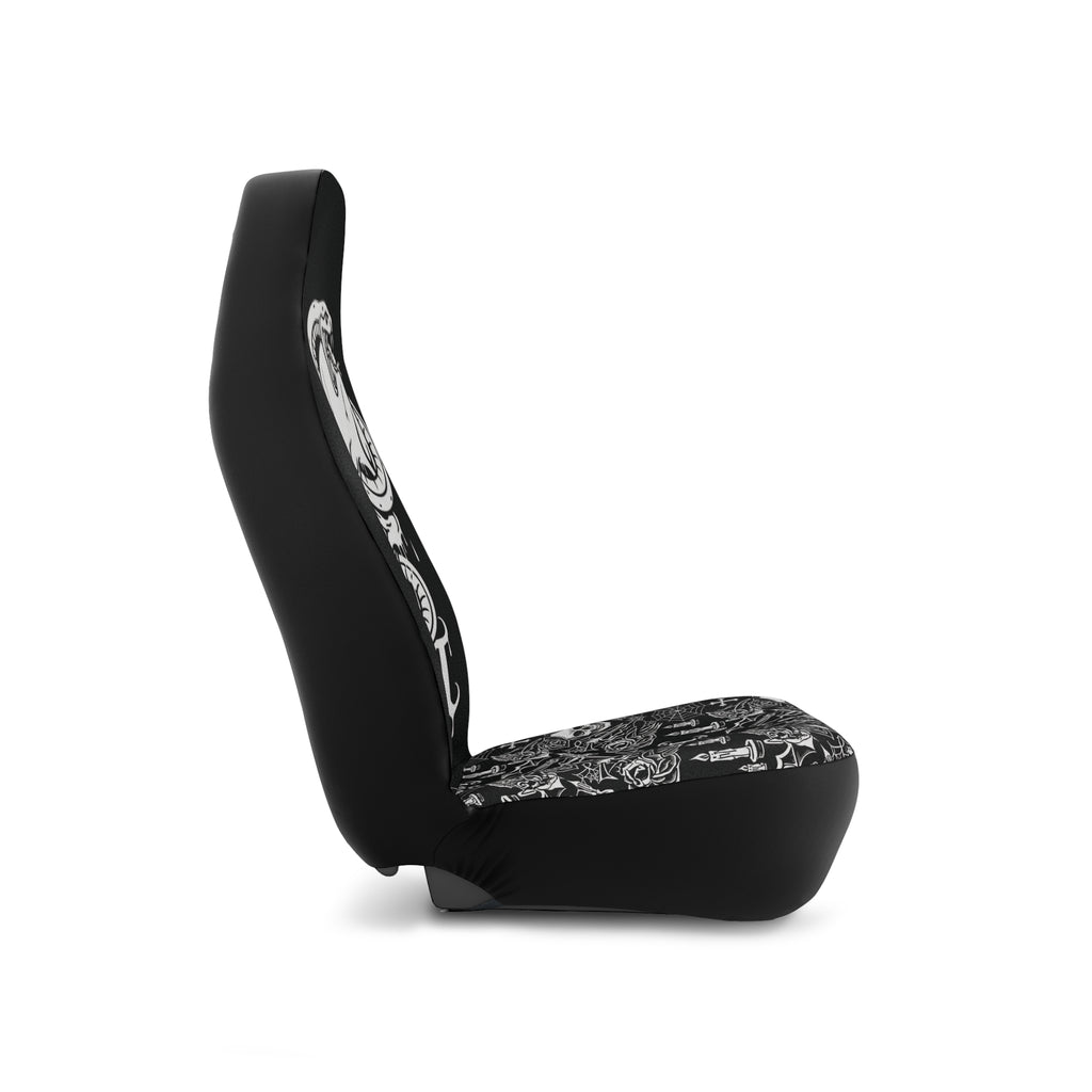 Skull & Snake Car Seat Covers — Gothic Black Auto Seat Protector ("MAA" Design)