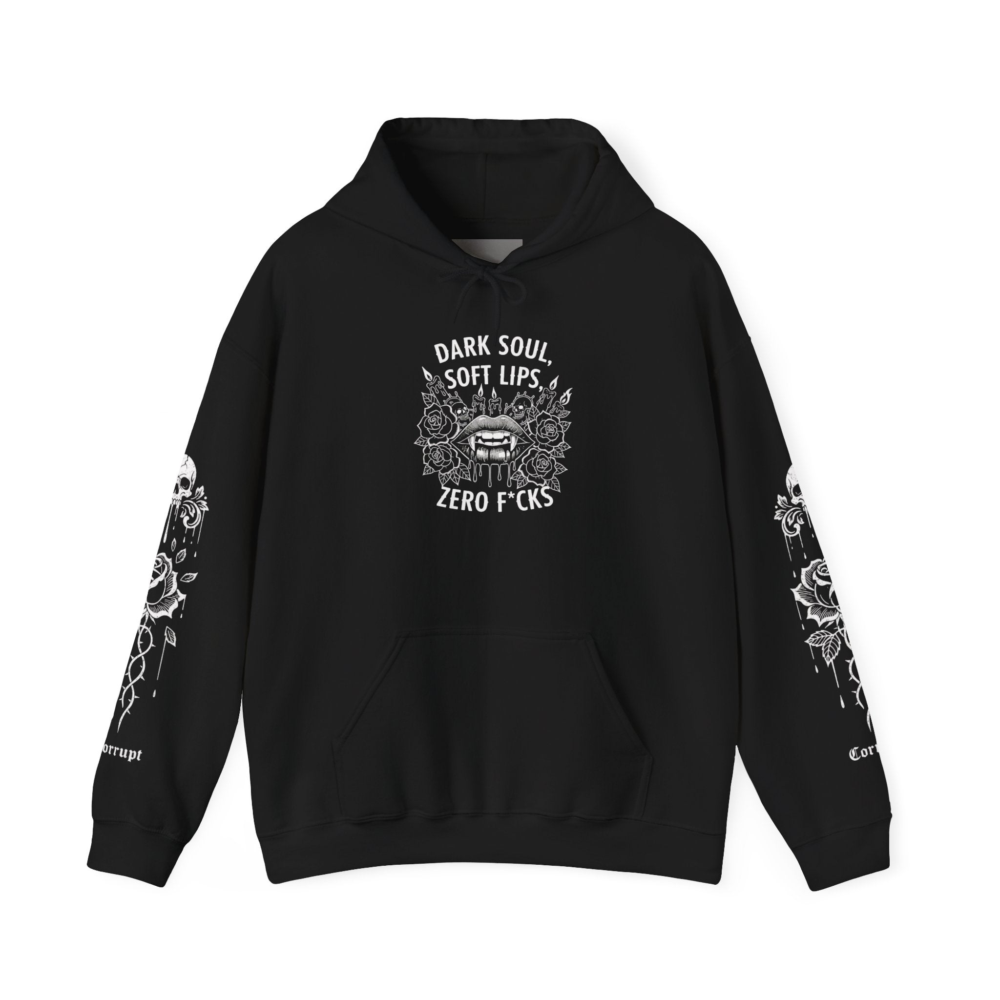 Dark Soul Skull Hoodie — "Dark Soul, Soft Lips, Zero F*cks" Gothic Pullover