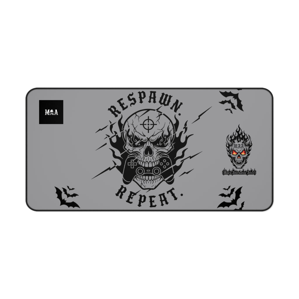 Respawn Repeat Skull Gaming Desk Mat — Gamer Mousepad for PC Setup