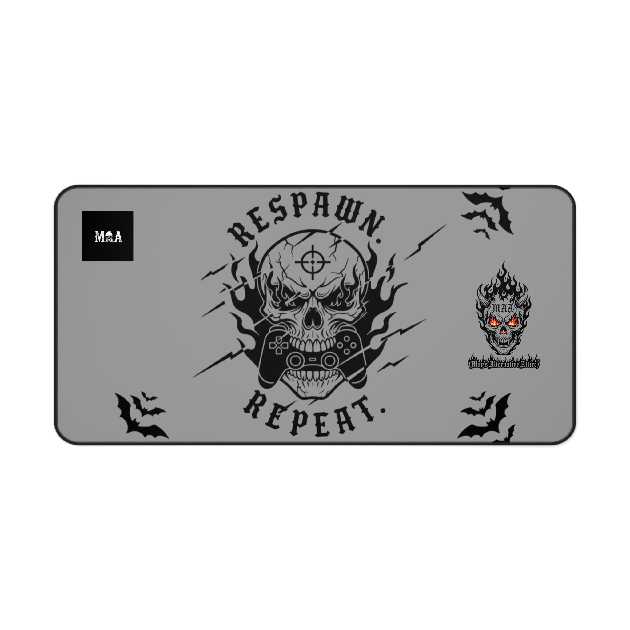 Respawn Repeat Skull Gaming Desk Mat — Gamer Mousepad for PC Setup