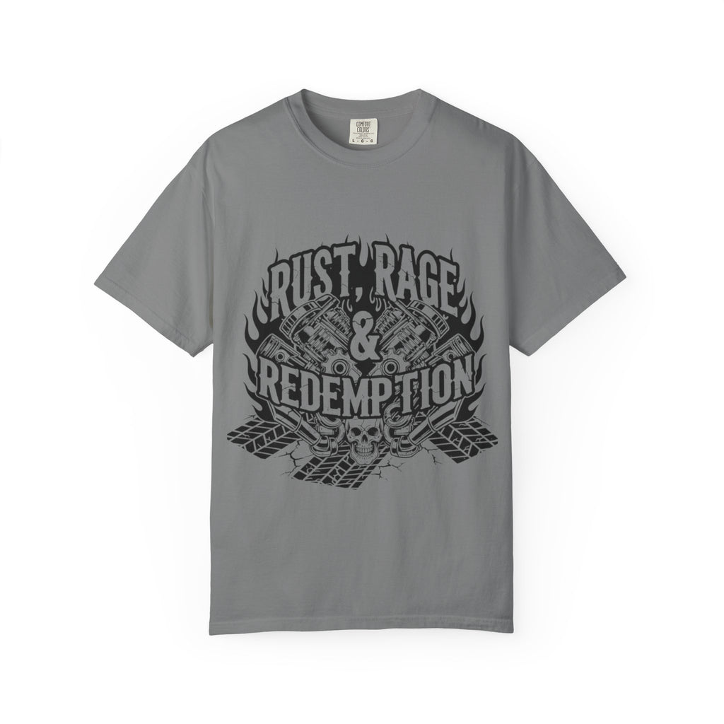 Rust, Rage & Redemption — Black Stencil | MAA Gasoline & Ghosts Unisex Tee