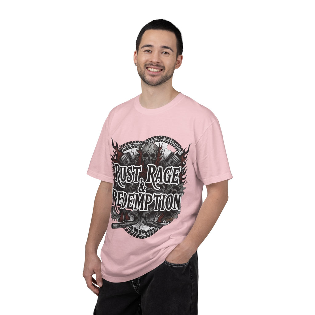 Rust, Rage & Redemption — White Stencil | MAA Gasoline & Ghosts Unisex Tee