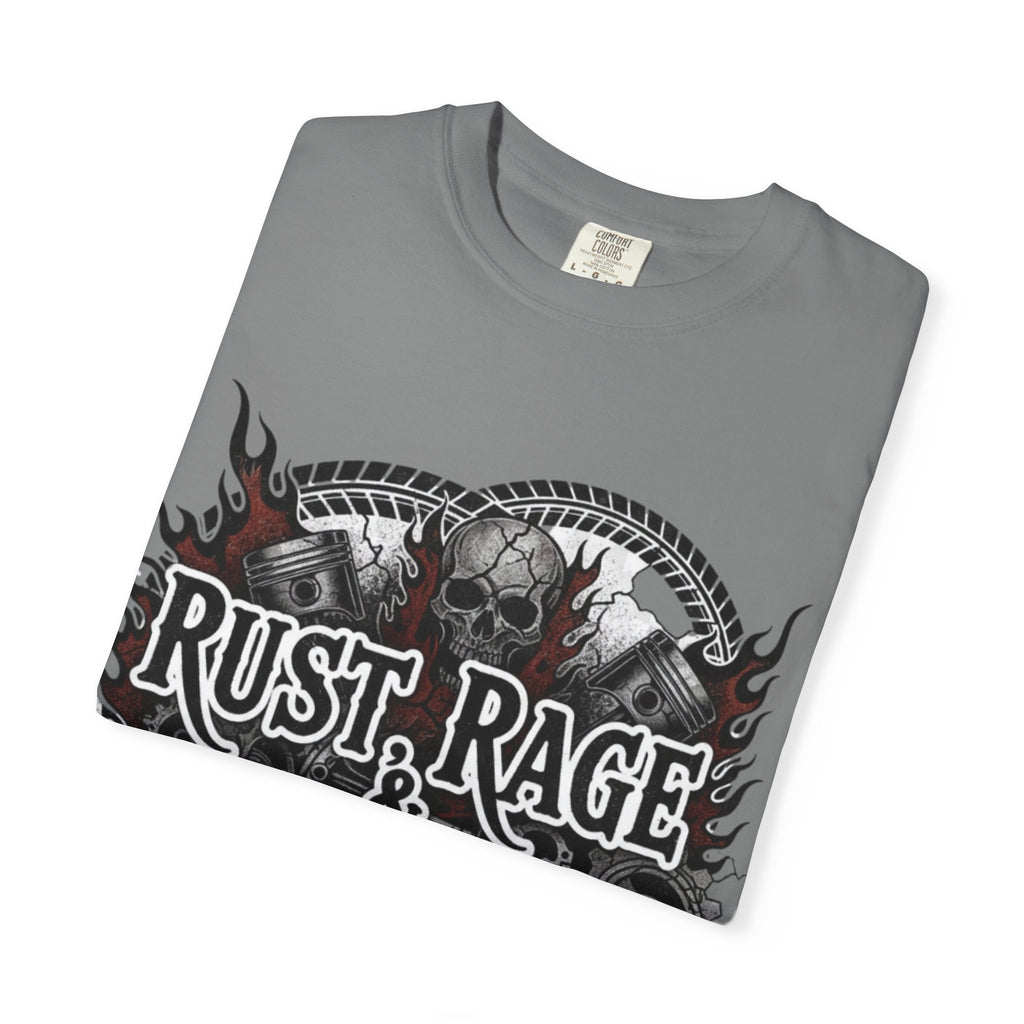 Rust, Rage & Redemption — White Stencil | MAA Gasoline & Ghosts Unisex Tee