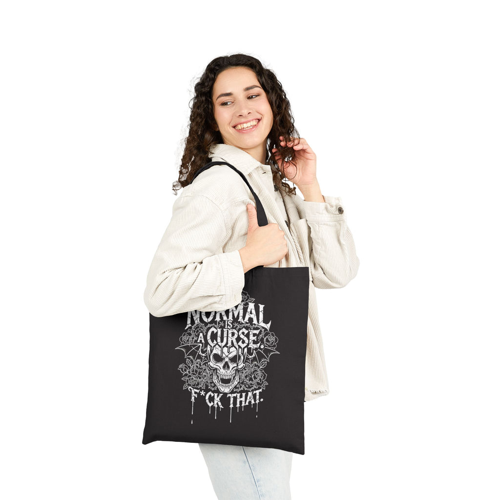 Skull Graphic Tote Bag — "Normal Is A Curse" Alternative Canvas Tote