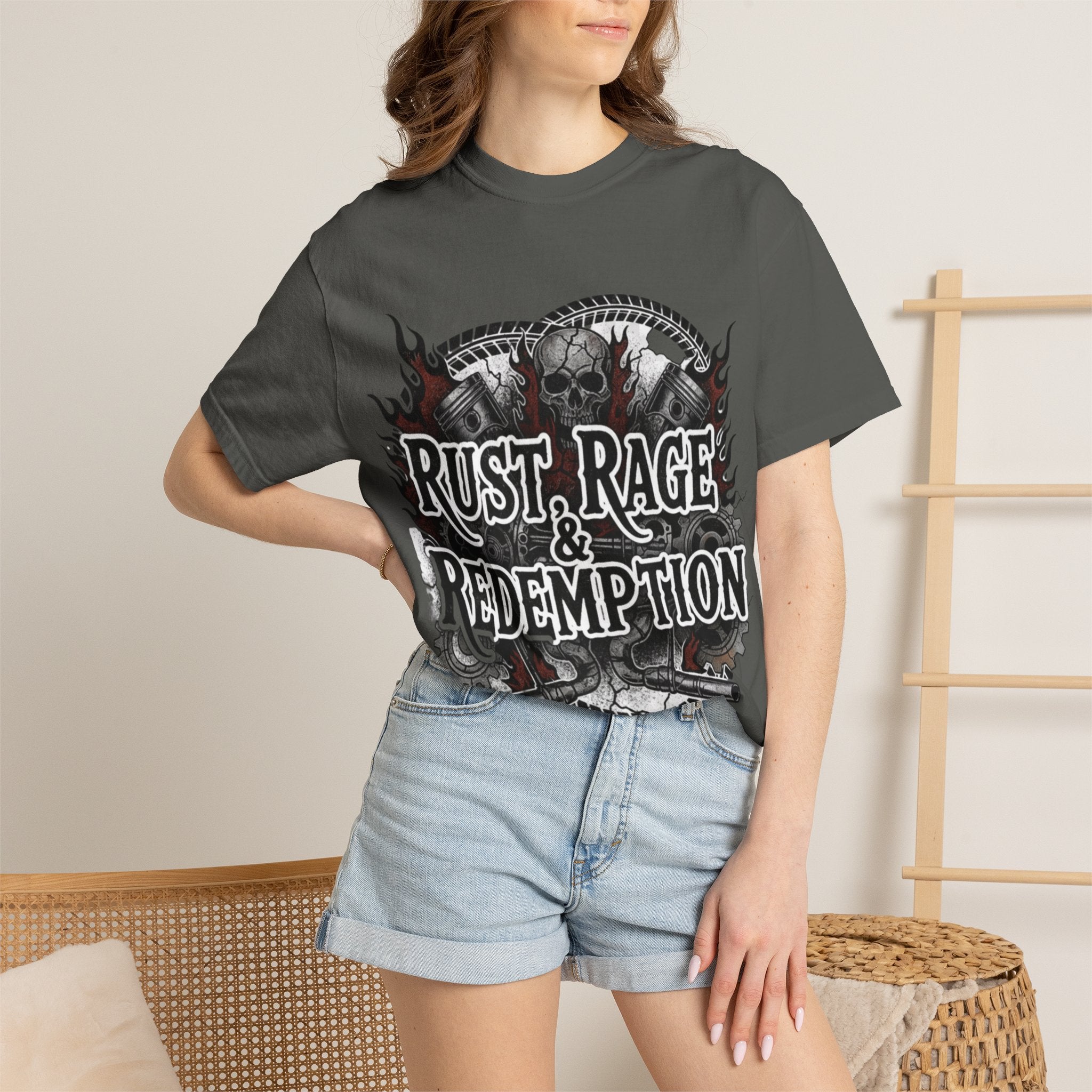 Rust, Rage & Redemption — White Stencil | MAA Gasoline & Ghosts Unisex Tee