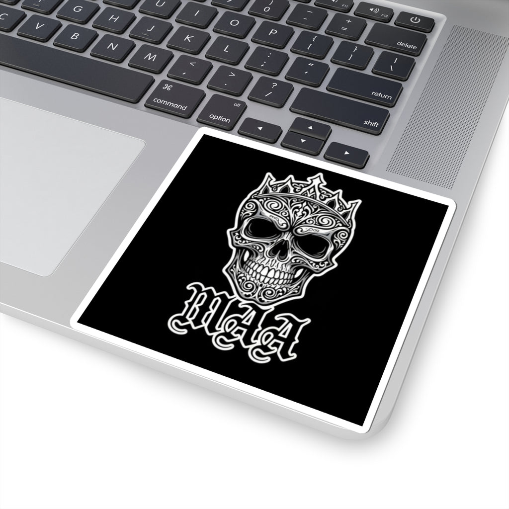 Skull Crown Kiss-Cut Sticker — Gothic "Maa" Design