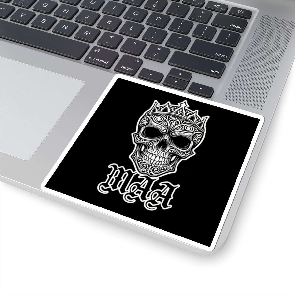 Skull Crown Kiss-Cut Sticker — Gothic "Maa" Design