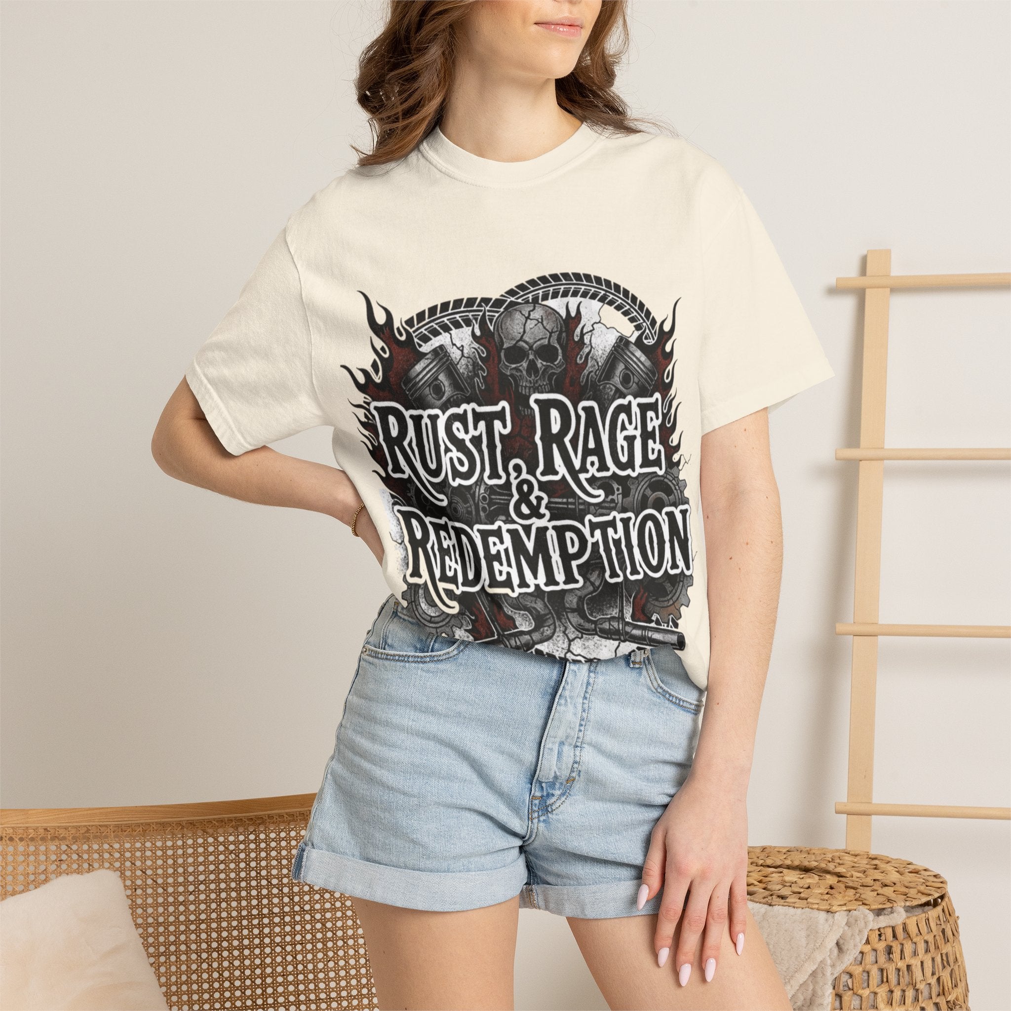 Rust, Rage & Redemption — White Stencil | MAA Gasoline & Ghosts Unisex Tee