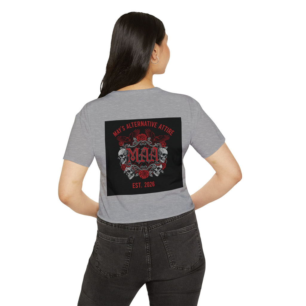 Women's Festival Crop Top — MAA Gothic Skull & Rose Crop Top (May's Alternative Attire)