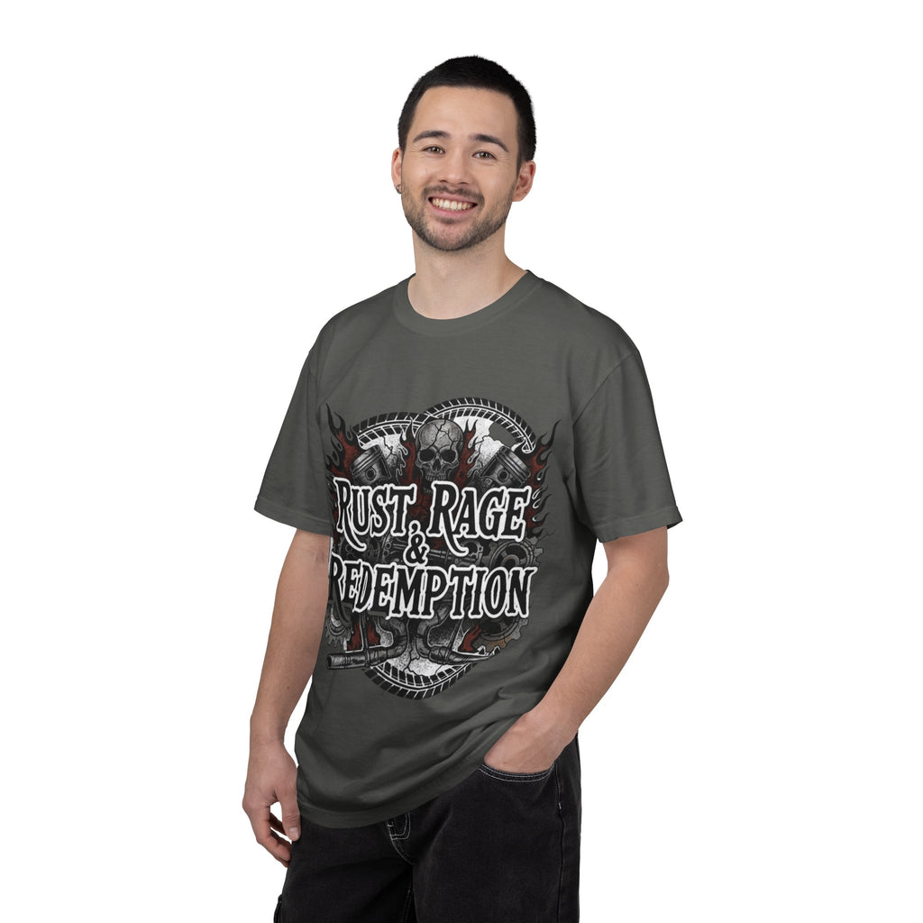 Rust, Rage & Redemption — White Stencil | MAA Gasoline & Ghosts Unisex Tee