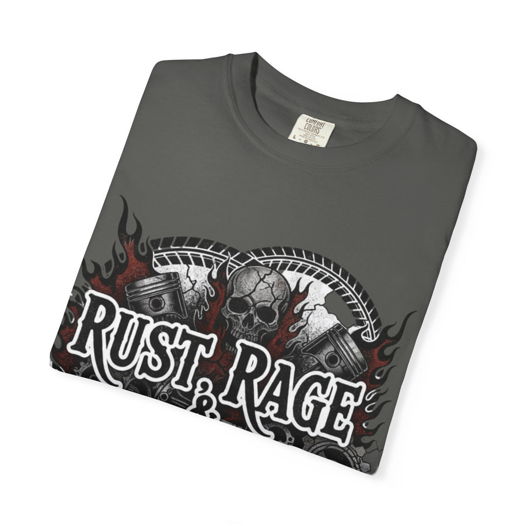 Rust, Rage & Redemption — White Stencil | MAA Gasoline & Ghosts Unisex Tee