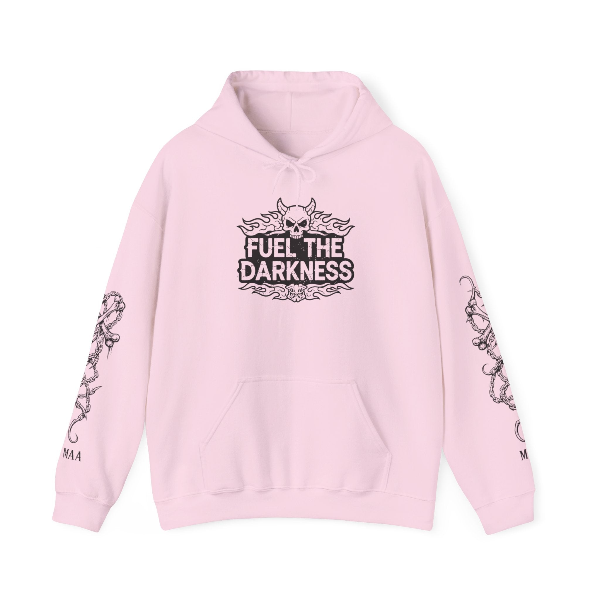 Fuel the Darkness Hoodie — Skull Flame Graphic Pullover