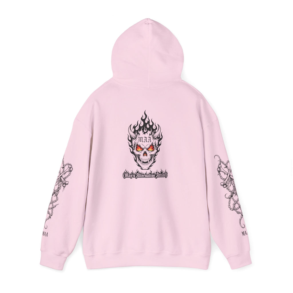 Fuel the Darkness Hoodie — Skull Flame Graphic Pullover