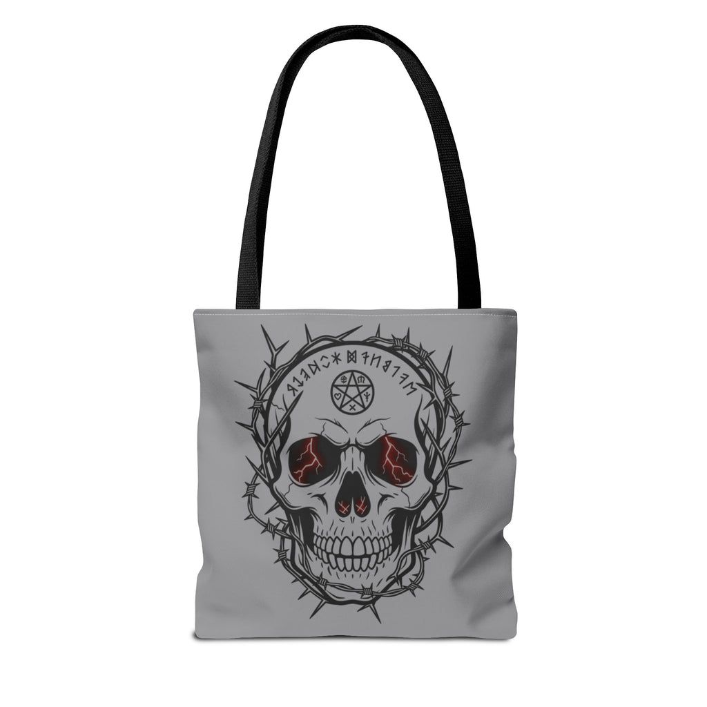 Gothic Skull Tote Bag – “Full of Shadows & Snacks” Printed AOP Tote