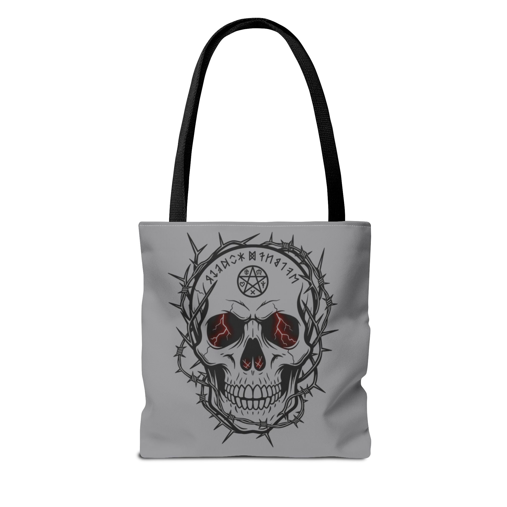 Gothic Skull Tote Bag – “Full of Shadows & Snacks” Printed AOP Tote