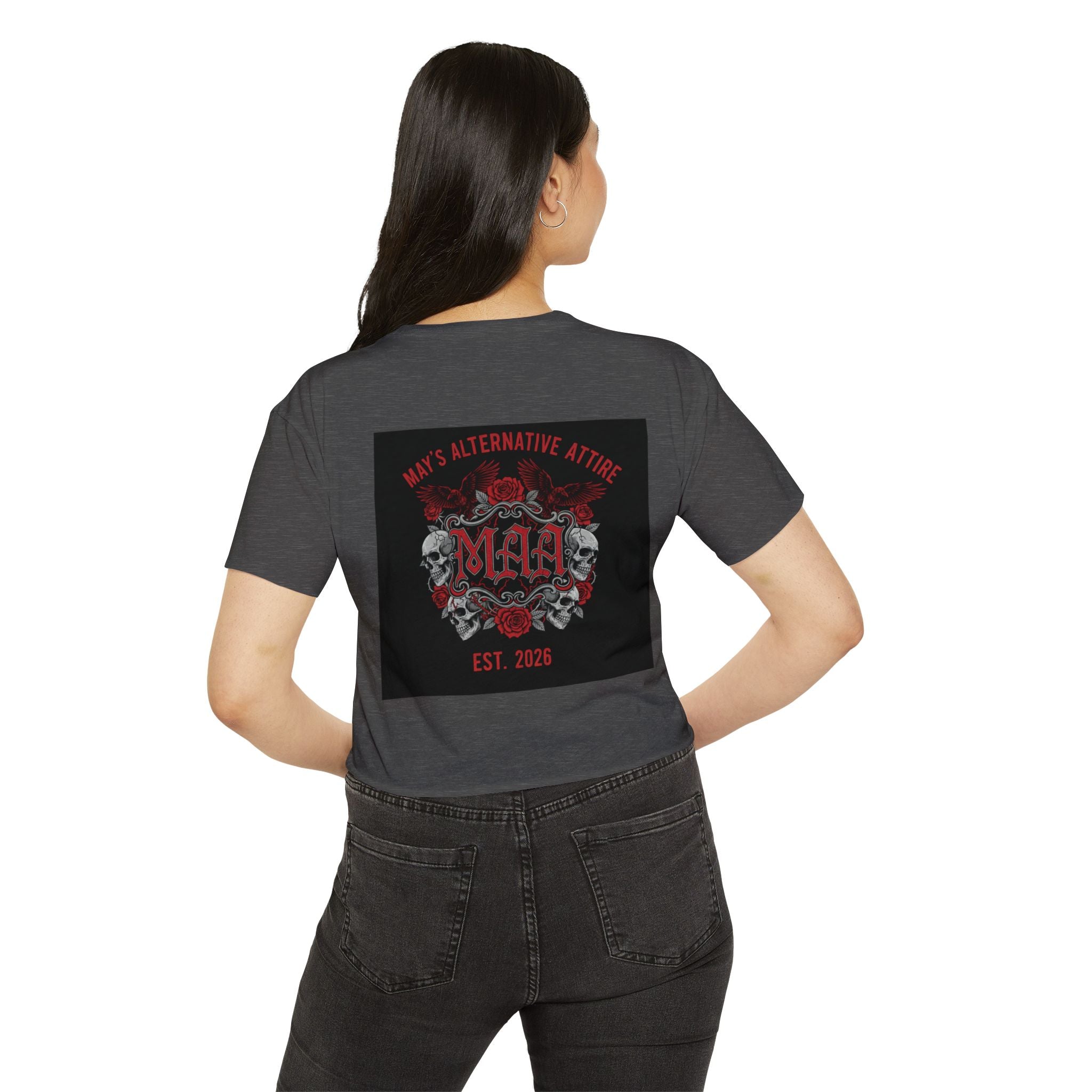 Women's Festival Crop Top — MAA Gothic Skull & Rose Crop Top (May's Alternative Attire)