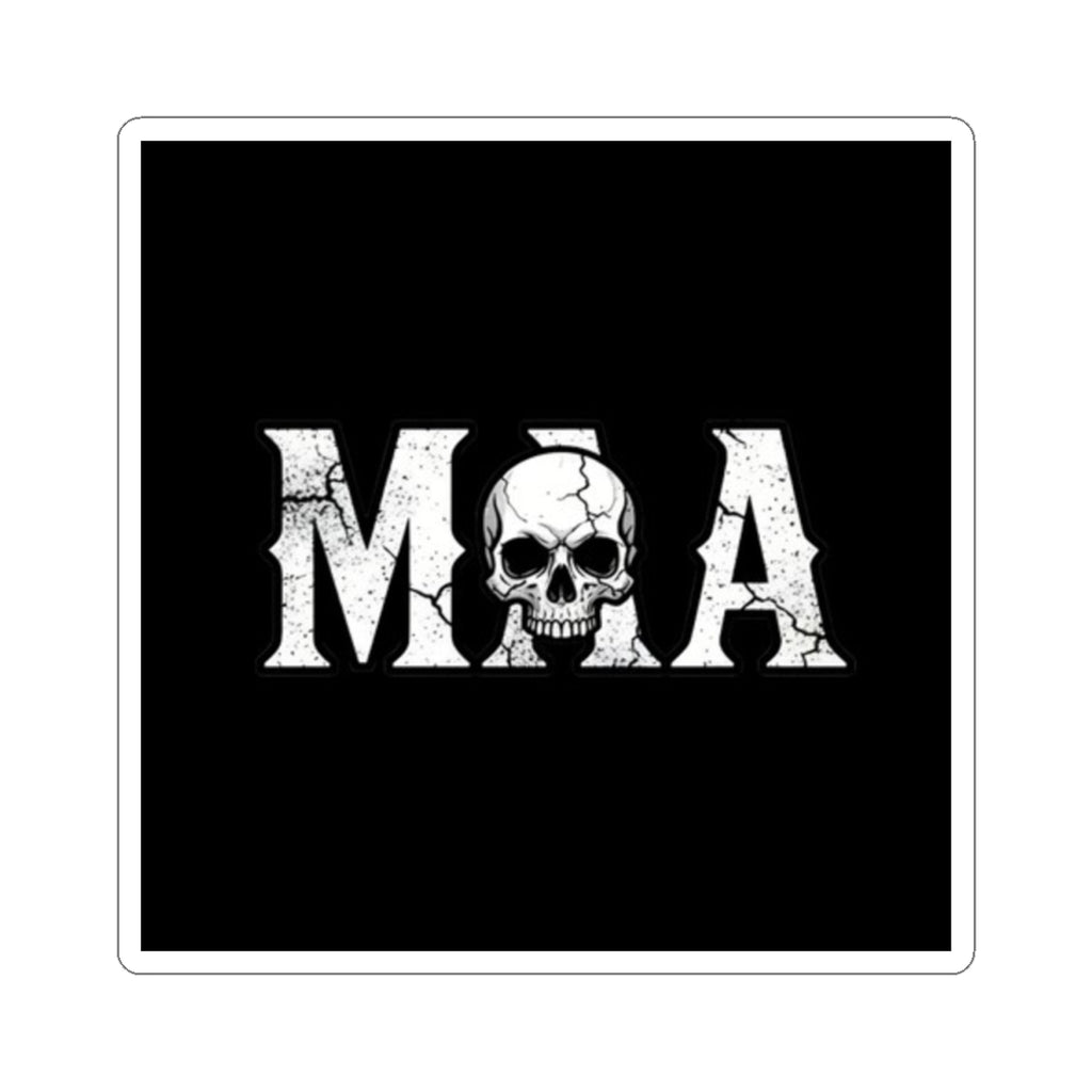 MMA Skull Logo Kiss-Cut Sticker — Distressed Combat Design for Laptops & Gear