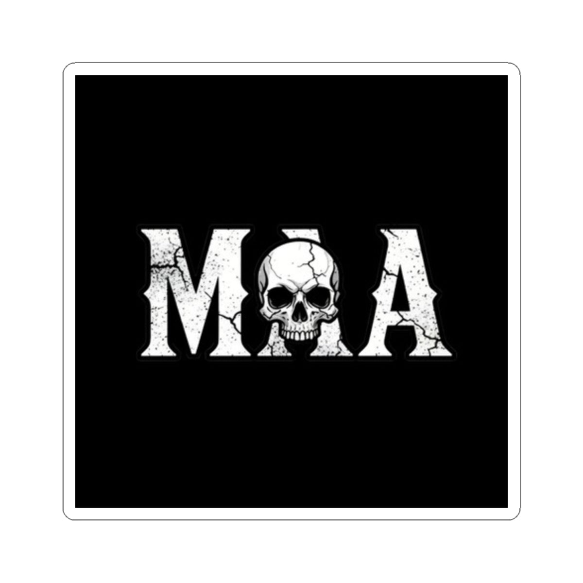 MMA Skull Logo Kiss-Cut Sticker — Distressed Combat Design for Laptops & Gear