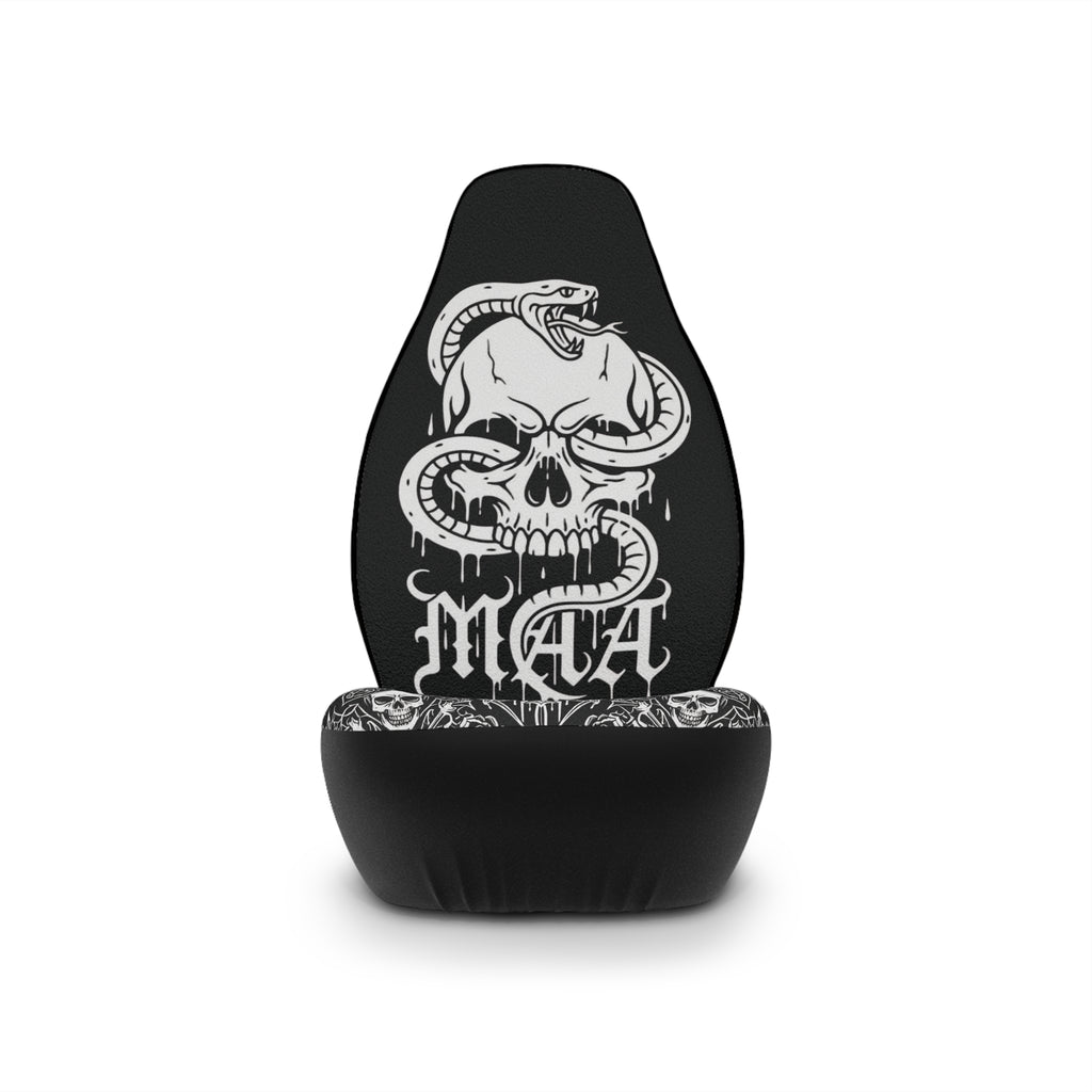 Skull & Snake Car Seat Covers — Gothic Black Auto Seat Protector ("MAA" Design)